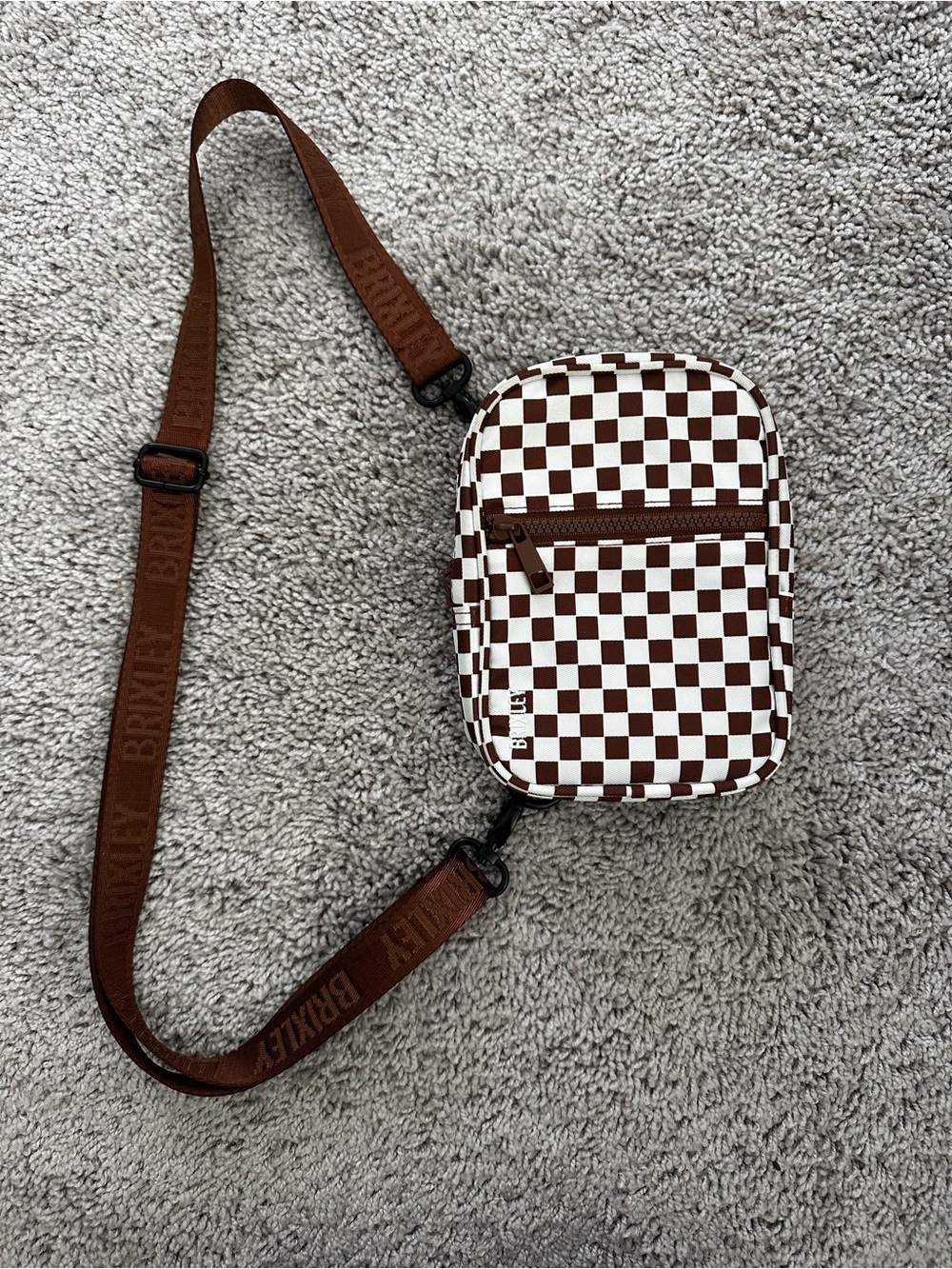 Brixley Brown Checkered Crossbody Bag